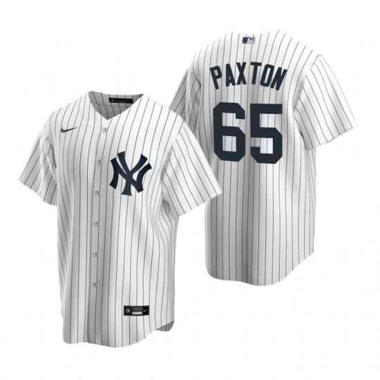 Mens Nike New York Yankees 65 James Paxton White Home Stitched Baseball Jersey
